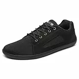 SAGUARO Barfußschuhe Luck Ⅰ- Knit Barfußschuhe Herren Damen - Barfussschuhe mit Weit Zehenbox - Weich Outdoor Fitnessschuhe - Bequem Atmungsaktive Rutschfest DuckStride Schwarz,Gr.42