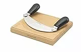 Cole & Mason H105549 Woodhall Wiegemesser und Schneidebrett, Kräuterhacker Rocker/Frischkräuterschneider, Edelstahl/Holz