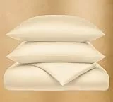 Seralino Mako Satin Bettwäsche 135x200 Creme (Bio-Baumwolle, ungefärbt mit sichtbaren Baumwollsamen) | Bettwäsche Set 135x200 + 80x80 Kissen | Satin Bettwäsche einfarbig | Hotelqualität