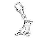 Goldene Hufeisen Mini Vogel Charm Anhänger 925 Silber Spatz für Bettelarmband Charmkette