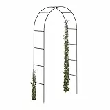 Relaxdays Torbogen Garten pulverbeschichteter Stahl, Rosenbogen für Kletterpflanzen wetterfest und freistehend , Bronze, 240 x 140 x 38 cm, Schwarz