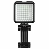 Hama LED Lampe als Videolicht, Fotolicht, Kameralicht (dimmbarer LED Strahler 6000 K, kompakte, tragbare Fotolampe mit Handyhalterung, Blitzschuh z.B. für Mikro, 1/4 Zoll Gewinde für Kamera-Stativ)
