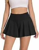 Badeshorts Damen mit Wehendem Rock, Hohe Taille Schwimmshorts UV-Schutz UPF 50+ Badehose Schnelltrocknend Chlorresistent Schwimmhose mit Taschen und Shorts-Innenfutter Schwarz S