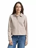 TOM TAILOR Damen 1047589 Regular Fit Jacke mit Reißverschluss, 38330-Soft Taupe Melange, XL