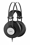 AKG K72 Geschlossener Hochleistungs-Monitoring-Studiokopfhörer, kabelgebunden, leichtes Design, 3,5-mm- und 1/4-Zoll-Adapter, 3 m Kabel - Schwarz & Silber