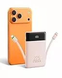 VEGER Power Bank 10000mAh Klein, 22.5W Schnellladung PowerBank mit Integriertem USB-C Kabel, Externe Handyakkus 4 Ausgänge 3 Eingänge Kompatibel mit iPhone 17 16 15 14 Samsung Xiaomi - Reise Essential