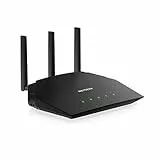 NETGEAR RAX10 WiFi 6 Router AX1800 (4 Streams mit bis zu 1,8 GBit/s, Nighthawk WLAN Router Abdeckung bis zu 100 m², kompatibel mit iPhone 12/13 oder Samsung S20/S21)