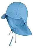 Sterntaler Schirmmütze Nacken - Unisex Baby- und Kinder Mütze mit Nackenschutz und einsteckbaren Ohrenklappen - UV-Schutz 50+ Sommermütze zum Binden - Popeline (Bio) Kopfbedeckung - samtblau, Größe 51