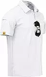 JACKETOWN Poloshirts Herren Kurzarm Atmungsaktives Schnelltrocknend Poloshirts Männer Sommer Knopfleiste T-Shirts Männer Casual Sport Shirt Basic Regular Fit Golf Polohemd(Weiß-2XL)