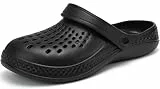 BARFULKER Clogs Herren Pantoletten Sommer Leicht Hausschuhe Atmungsaktiv Gartenschuhe rutschfest Weiche Strand Slippers Sandalen,(Schwarz,40/41 EU)