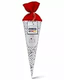 goldbuch 93 213 Geschwistertüte Für Dich, Schultüte mit Wildblumenmuster, Lackkarton, Geschenkverpackung, roter Filzverschluss (ohne Verschlussband), Zuckertüte rund, Länge 35 cm, Ø 11,5 cm, Weiß