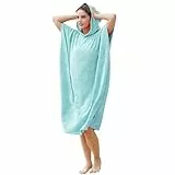 Kato Tirrinia Mikrofaser Frottee Surf Poncho Handtuch Badeponcho Bademäntel Sauna Damen Herren, Groß Surfponcho Strandponcho Erwachsene, Strandhandtuch Kapuzenhandtuch Sport Gym Beach Towel, Hellblau