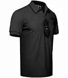 GLESTORE Poloshirt Herren Golf Kurzarm Poloshirts für Männer Bügelfrei Sport Polo Shirt Schwarz L