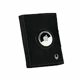 DONBOLSO Wallet mit Airtag - Mini Portemonnaie Vintage-Schwarz mit Münzfach für 15 Karten, RFID-Schutz - Echtleder Herren Geldbörse, Kompakt und Schlank - Portafoglio Uomo Pelle, 90 x 71 mm