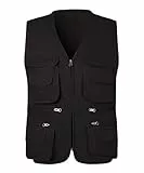 KTWOLEN Herren Outdoor Weste Baumwolle Anglerweste Freizeit Jagd Trekking Wander Angler Camping Safari Weste Ärmellos Jacke mit vielen praktischen Taschen, Schwarz, 3XL