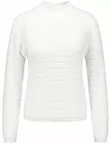 Taifun Damen Pullover mit Wellen-Struktur Langarm unifarben Offwhite 44