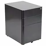 Flash Furniture Moderner Aktenschrank mit 3 Schubladen, abschließbar, mit Kippmechanismus und Hängeschublade für Rechts- und Briefordner, Schwarz