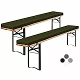 Showgeous 2er-Pack Bierbankauflage Gepolstert für Bierzeltgarnitur Bankauflage 220x25x3cm XL Waschbare Bierbankauflagen Gepolstert Auflage für Biertisch & Partyzeltgarnitur(Armeegrün,Wasserabweisend)