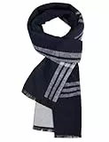 UMIPUBO Schal Herren Herbst und Winter Plaid Männer Herrenschal Warm Weich Winterschal Elegant Business Tartan Herren-Schal 180x30cm (Blaue Streifen)
