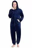 CityComfort Herren Overall Jumpsuit, One Piece Anzug Fleece Onesie Flauschig Einteiler Schlafanzug für Männer und Teenager Jungen M-3XL, Geschenke (2XL, Navy)