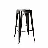hjh OFFICE 645010 Barhocker VANTAGGIO HIGH Metall Schwarz Retro-Hocker im Industry-Design, stapelbar