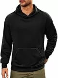 Runcati Herren Kapuzenpullover Langarm Regular Fit Hoodie Einfarbig Leichte Sweatshirt Casual Sport Training Oberteile mit Kängurutasche Schwarz XL