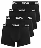 YESWEL Boxershorts Herren, Baumwolle Unterhosen Männer Ohne Kratzenden Zettel Unterwäsche, Retroshorts für Männer 4er Pack(4X Schwarz, L)
