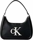 Calvin Klein Damen Schultertasche Bold Small mit Logo, Schwarz (Black/White), Einheitsgröße