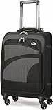Aerolite 55cm Leichter 4 Rollen Handgepäck Trolley Koffer Bordgepäck Reisekoffer Gepäck Genehmigt für Lufthansa, Eurowings, Ryanair, Easyjet und viele mehr, Schwarz/Grau