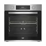Beko BBIM12300X b300 Einbau-Backofen, 60 cm Backofen, 72 l Volumen, Dampfreinigung SteamShine, 8 Heizarten, AeroPerfect für gleichmäßiges Backen, Multifunktionsofen, Edelstahl