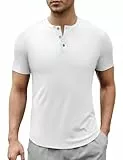 CMTOP Henley Shirt Herren Sommer Classic T-Shirt mit Knopfleiste Slim Fit Sportshirt Stehkragen T-Shirt Beiläufig T Shirts