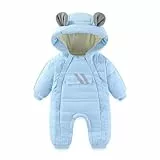 JiAmy Baby Schneeanzüge Winter, Baby Overall mit Zwei-Wege-Reißverschluss Jungen Mädchen Strampler Fleece Gefüttert Outfits 3-6 monate