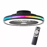 Brilliant LED-Deckenlampe mit Ventilator – 46, 5 cm, Schwarz, Metall & Kunststoff, Dimmbar, RGB & CCT-Farbsteuerung, mit Fernbedienung