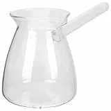HEMOTON Türkische Kaffeekanne Aus Dickem Borosilikatglas 450Ml Cezve Mit Seitlichem Griff Für Kaffee Tee Und Milch Glaskanne Spülmaschinenfest