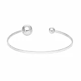 Silverly 925 Sterling Silber Torque Armreif für Damen | Dünner Flacher Stapelarmreif | Einfache Klassische Armbänder aus Massivem Silber | Verstellbares Stapelbares Manschettenarmband mit Kugelenden