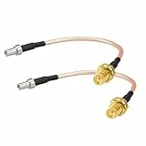 Boobrie Koaxialkabel, SMA-Buchse auf TS9-Stecker, RF-Adapter, 10 cm, RG316, Koaxialkabel, SMA auf TS9, rechtwinklig, für Antenne 2G, 3G, 4G, LTE, 2 Stück