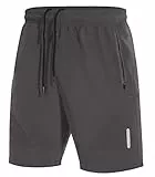 SIHOHAN Kurze Hosen Herren Sporthose Schnelltrocknend Sportbekleidung Jogginghose Sport Shorts mit Reißverschlusstasch Geeignet für Verschiedene Freizeit und Sport Gelegenheiten(Grau,L)