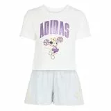 adidas Girl's DISNEY MINNIE MOUSE T-SHIRT SET, white/Semi Ice Tangerine, 6-7 Years