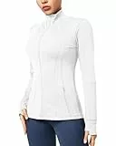 QUEENIEKE Kurze Damen Sportjacke – Leichtes atmungsaktives Yoga-Oberteil mit Daumenlöchern für Fitness & Training (Weiß, XS)