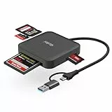Rollei 4 in 1 Kartenlesegerät für SD/microSD/CF/MS Kartenleser mit USB 3.0 & USB C Unterstützt Gleichzeitiges 2-Karten-Lesen OTG Plug & Play Card Reader, SD-Kartenleser-Card-Reader-Kartenlesegerät