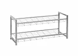 HAKU Schuhregal Metall alufarben 2 Ablagen Stahlrohr Schuhablage Shoe Shelf - Maße: B 80 x H 38 x T 30 cm, Style: Modern
