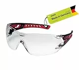 Uvex pheos nxt - Premium-Schutzbrille - innen beschlagfrei, außen extrem kratzfest & chemikalienbeständig - schwarz/rot, transparent - one size