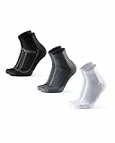 DANISH ENDURANCE Quarter Laufsocken, Knöchelhohe Sportsocken, Atmungsaktive Socken, Damen & Herren, 3 Paar, 1 Schwarz, 1 Grau, 1 Weiß, 43-47