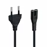 Mcbazel 1,5m Stromkabel C7 Eurostecker (Achterstecker), 2-poliges Netzkabel für PS5,PS4,PS3,PS2,PS1,Xbox, Smart-TV, Drucker, Radio & Monitor, Ersatz Kleingerätekabel, Schwarz