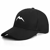 Momoshe Cap Herren Schwarz Damen Basecap Baumwoll Männer Verstellbar Baseball Kappe Running Polo Bergspitzen Stickerei Atmungsaktiv Cappy Sport