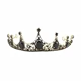 Minkissy Hochzeitskrone Schwarz Hochzeit Diademe Strass Krone Königin Krone Tiara Stirnband Barock Krone für Brautfrau