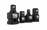 LEXIVON Impact Socket Adapter and Reducer 4-Piece Set | 1/4' - 3/8' - 1/2' Impact Driver Conversions, Chrome Molybdenum alloy steel (LX-112)