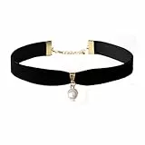 Prosy Perlen-Choker-Halskette, Gold, verstellbares schwarzes Samthalsband, Halsketten für Damen und Mädchen