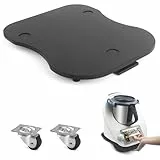 Upgrade Gleitbrett für Thermomix TM6 TM5 - Rollbrett für Thermomix Vorwerk Küchenmaschine, Bambus Unterlage Brett mit Rollen TM5 TM6 Zubehör Schnelles Bewegen Schwarz