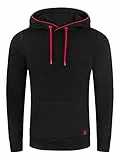riverso Herren Kapuzenpullover RIVEnno Hoodie Sweatshirt Pullover Kapuze Kängurutaschen Regular Fit Einfarbig Baumwolle Schwarz L, Größe:L, Farbe:Black (24000)